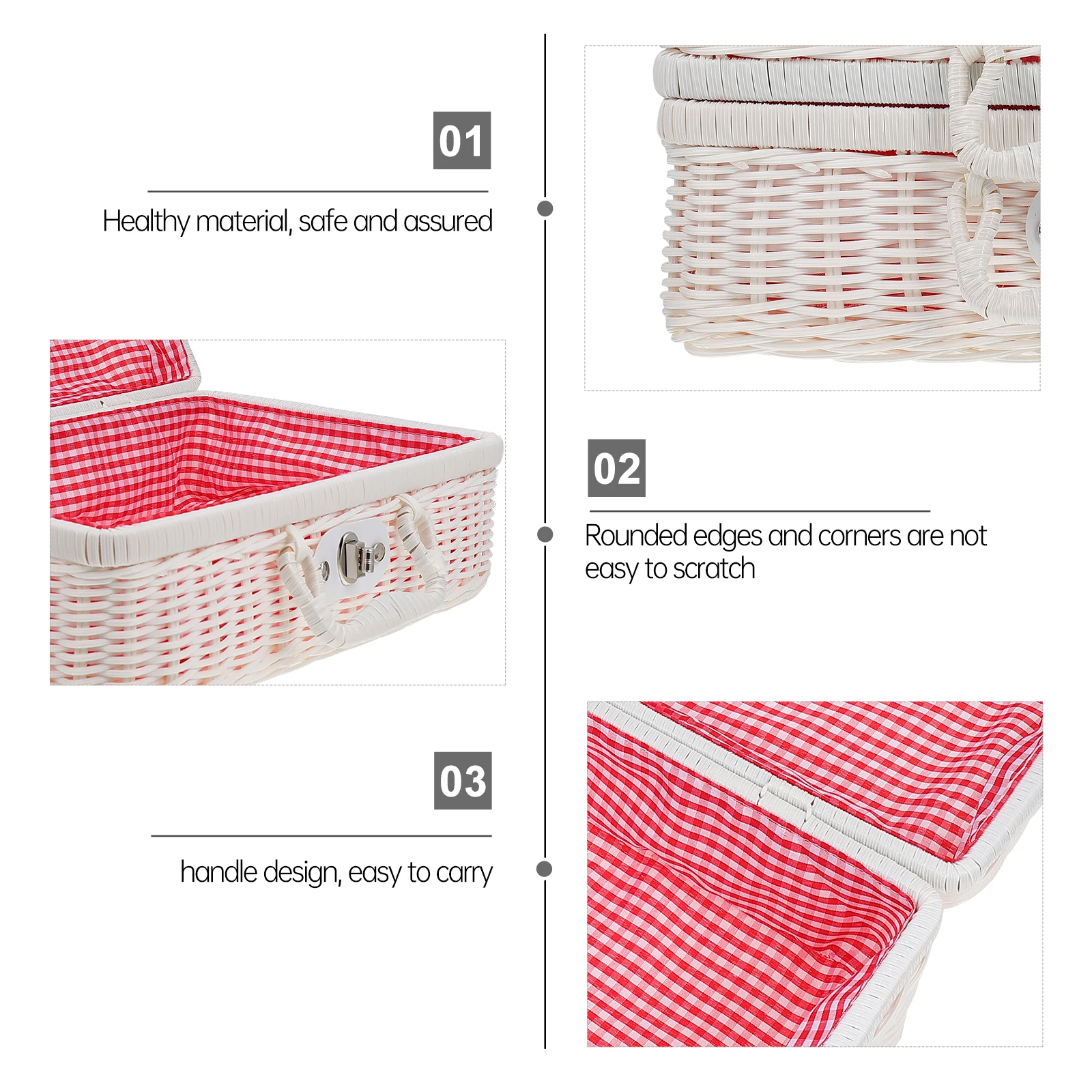 

1pc Retro Handwoven Imitation Rattan Suitcase Large Capacity Storage Case Vintage Decorative Box Home Organization