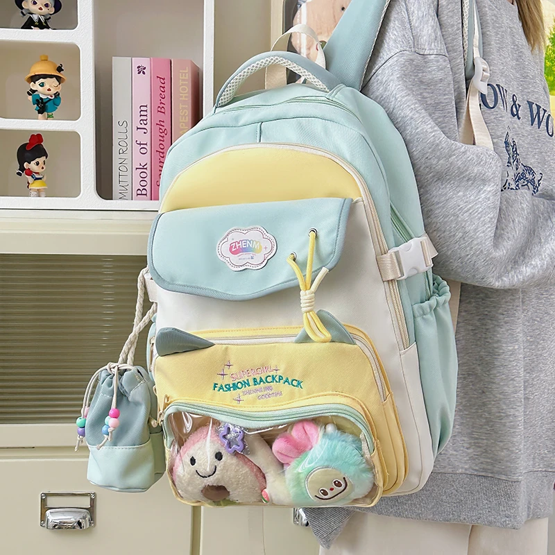 

Cute Large Capaci Bapa 2025 New Sle Dual oulder Bag Versatile College Student Bookbag for Girls Japanese Sle