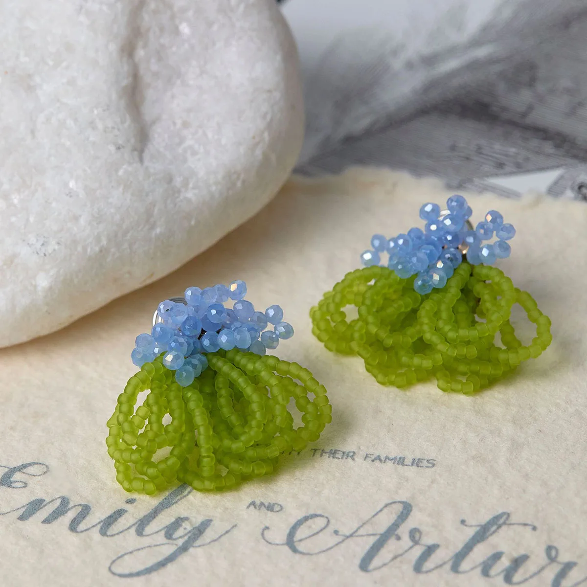 2Pcs Spring And Summer Millet Beads Hand-woven Beaded Hollow Flowers Colorful Diy Jewelry Earrings Accessories DIY Accessories