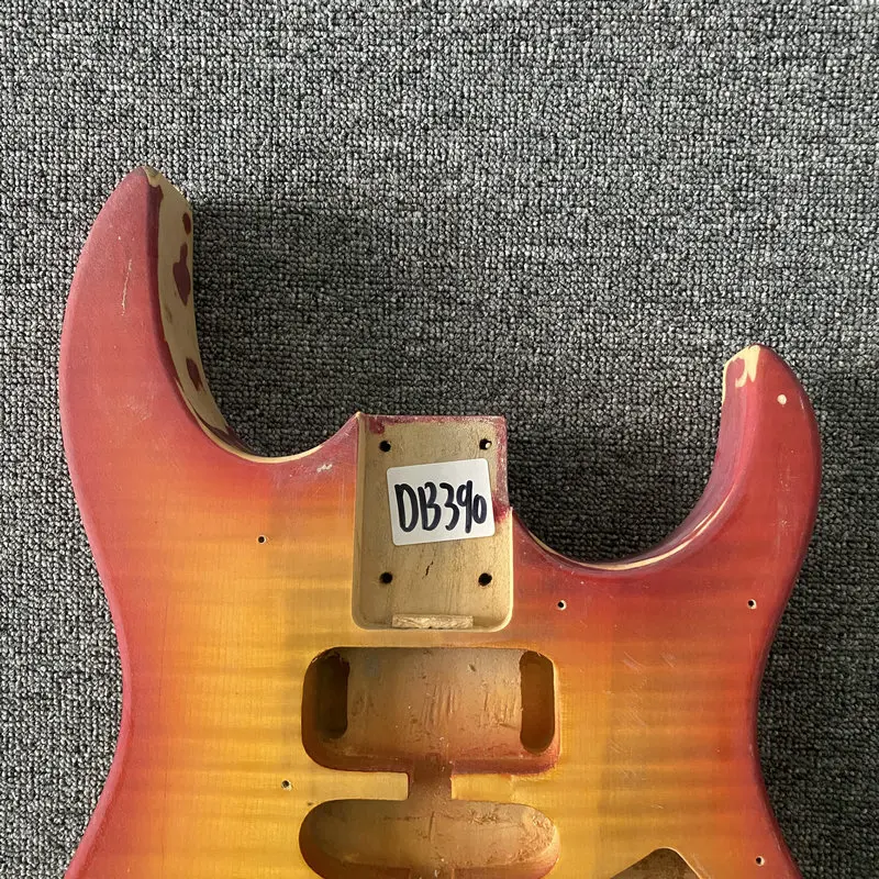 DB390 ST Guitar Body Sunburst Color Flamed Maple with Damages Custom Pickups and 2 Pivots Tremolo and Bridges DIY