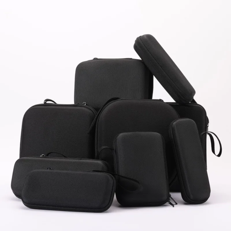 Mini Storage Bag EVA Waterproof Bluetooth Earphone Data Cable Travel Organizing Container Zipper Bags Fashion Black Storage Case