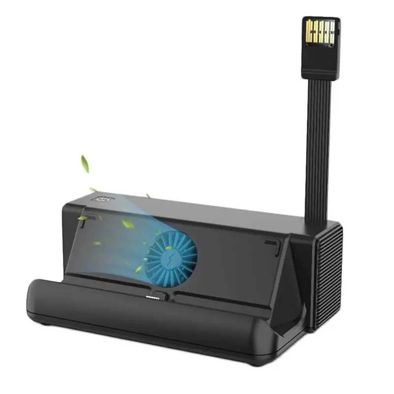 ELECT-For Switch/OLED TV Docking Station USB-C Game Card Storage With USB2.0X2+USB3.0+PD Fast Charge+Cooling Fan