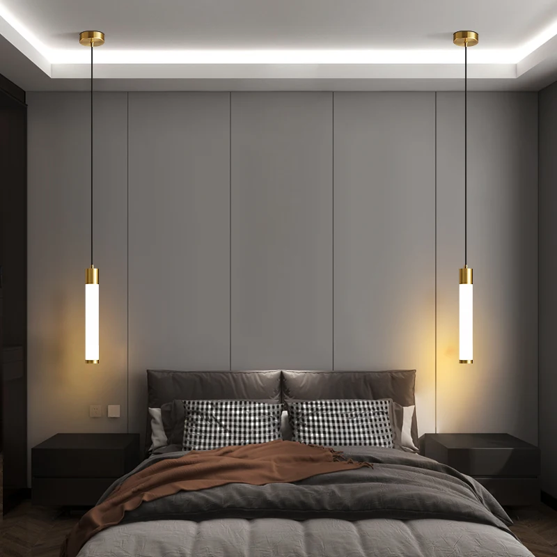 

Modern LED Cylinder Pendant Light Chandelier Black Gold Hanging Lamp For Bedroom Living Room Home Suspension Decor Pendant Lamps