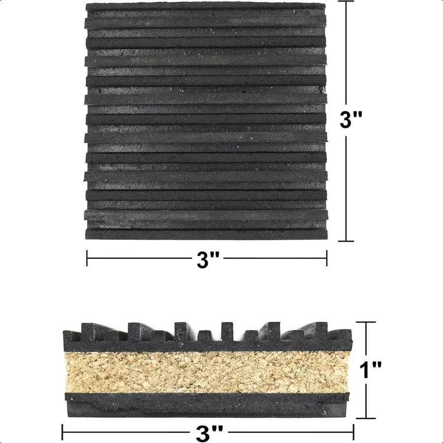 مجموعة وسادات عزل مطاطية وفلين مضادة للاهتزاز مكونة من 4 3 بوصة × 3 بوصة × 7 8 بوصة #2