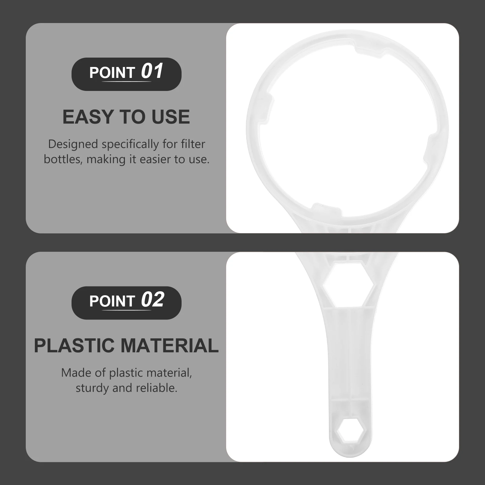 

1 set Filter Housing Wrench for Water Canister 10 Inch Membrane Shell Plastic Spanner Tool Durable Compact Design