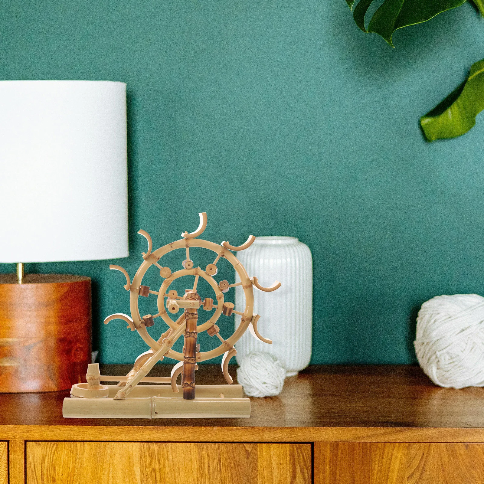 

Water Wheel Desktop Ornament Bamboo Craft Tabletop Decor for Living Room Study Zen Garden Interior Design Element