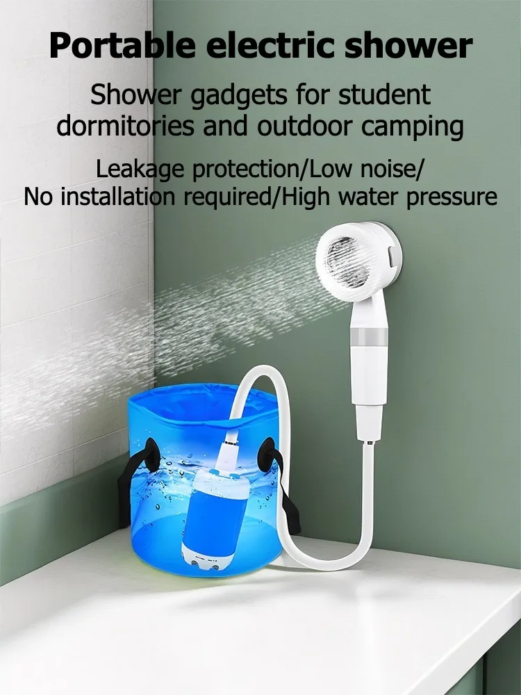 Kein Strombedarf, tragbare Campingdusche, Outdoor-Campingduschpumpe, wiederaufladbare elektrische Duschpumpe mit intelligentem Digitaldisplay – Detail 1