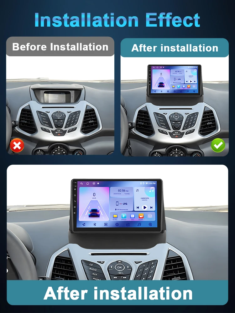 Podofo 4G CarPlay راديو أندرويد لفورد Ecosport 2013-2017 سيارة مشغل وسائط متعددة 2din نظام تحديد المواقع سيارة ستيريو رئيس وحدة IPS Autoradio #2