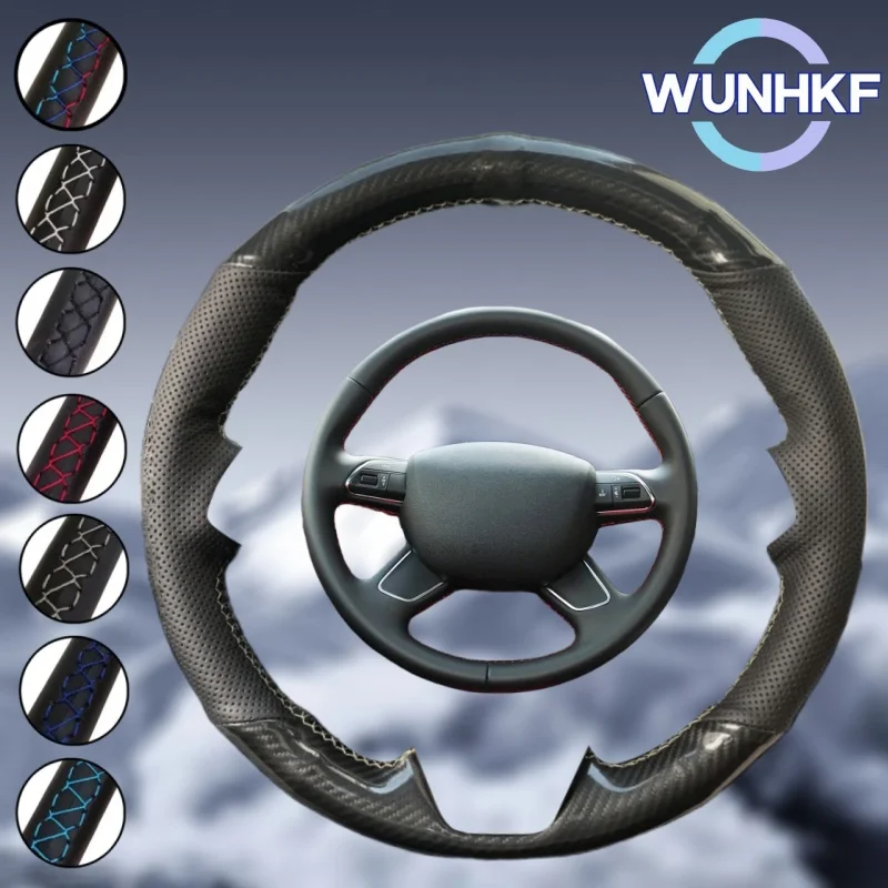 

Автомобильный чехол на руль из углеродного волокна из натуральной кожи для Audi Q7 2012-2015 Q3 Q5 2013-2016 A4 (B8) 2014 2015 A6 Автомобильные аксессуары