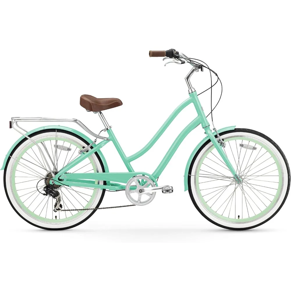 journey Women's Steel Beach Cruiser Bike, Step Through Hybrid Bicycle, 26 Inch Wheels, Multiple Speed Options and Colors