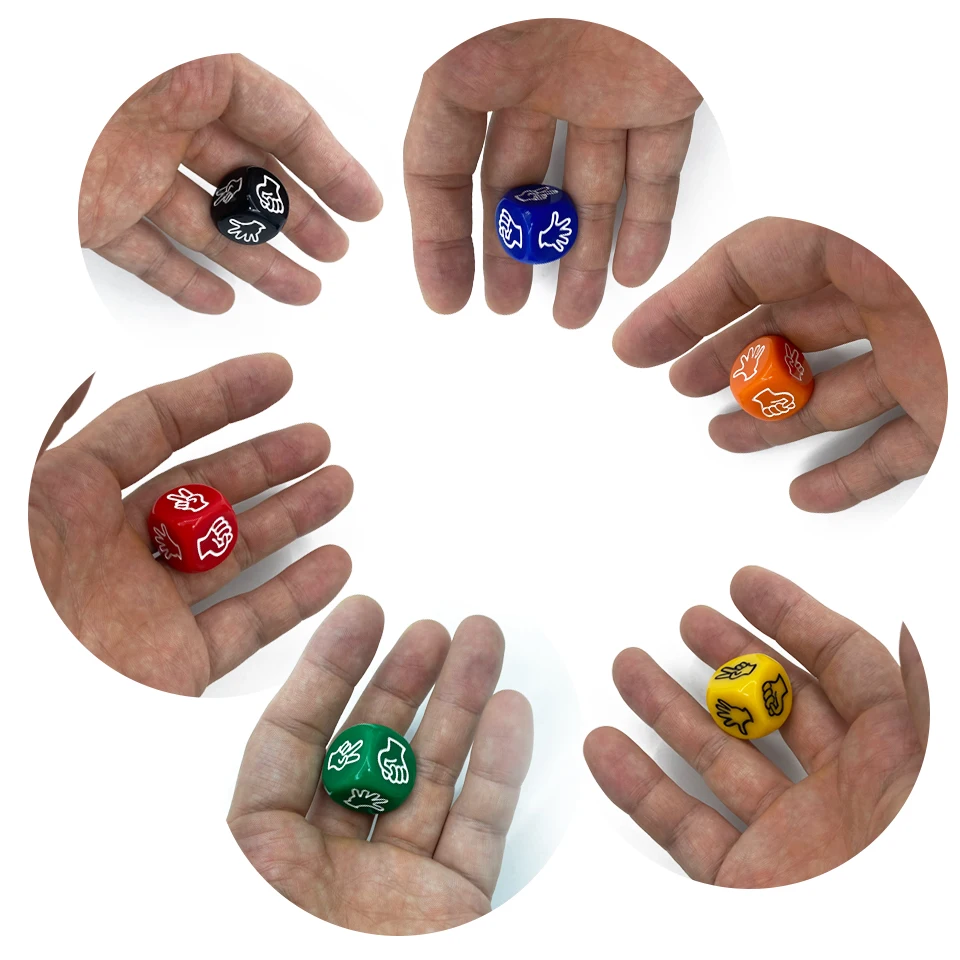 Finger Guess Game Dice Portable 6 Sided 6 Colors Rock Paper Scissors Game dice