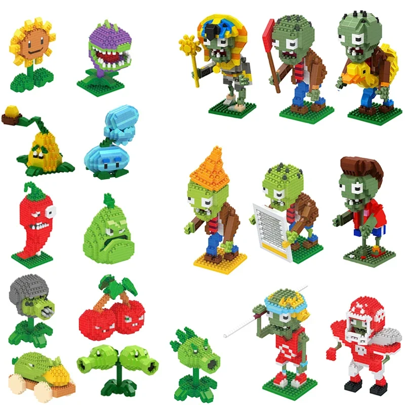 Plants vs Zombies 2 Video Game Character building block Toys PVZ Plants Peashooter SunFlower Anime Kid Gift Setbuilding block