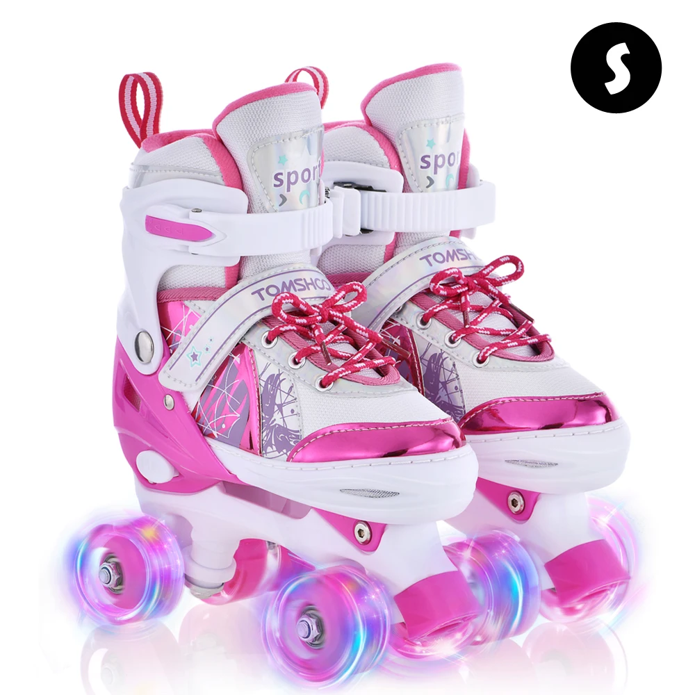 Jongens Meisjes Kinderschaatsen Kinderen Rolschaatsen Schaatsschoenen PU Knippert 4 Wielen Rolschaatsen Glijden Verstelbare Quad Sneakers