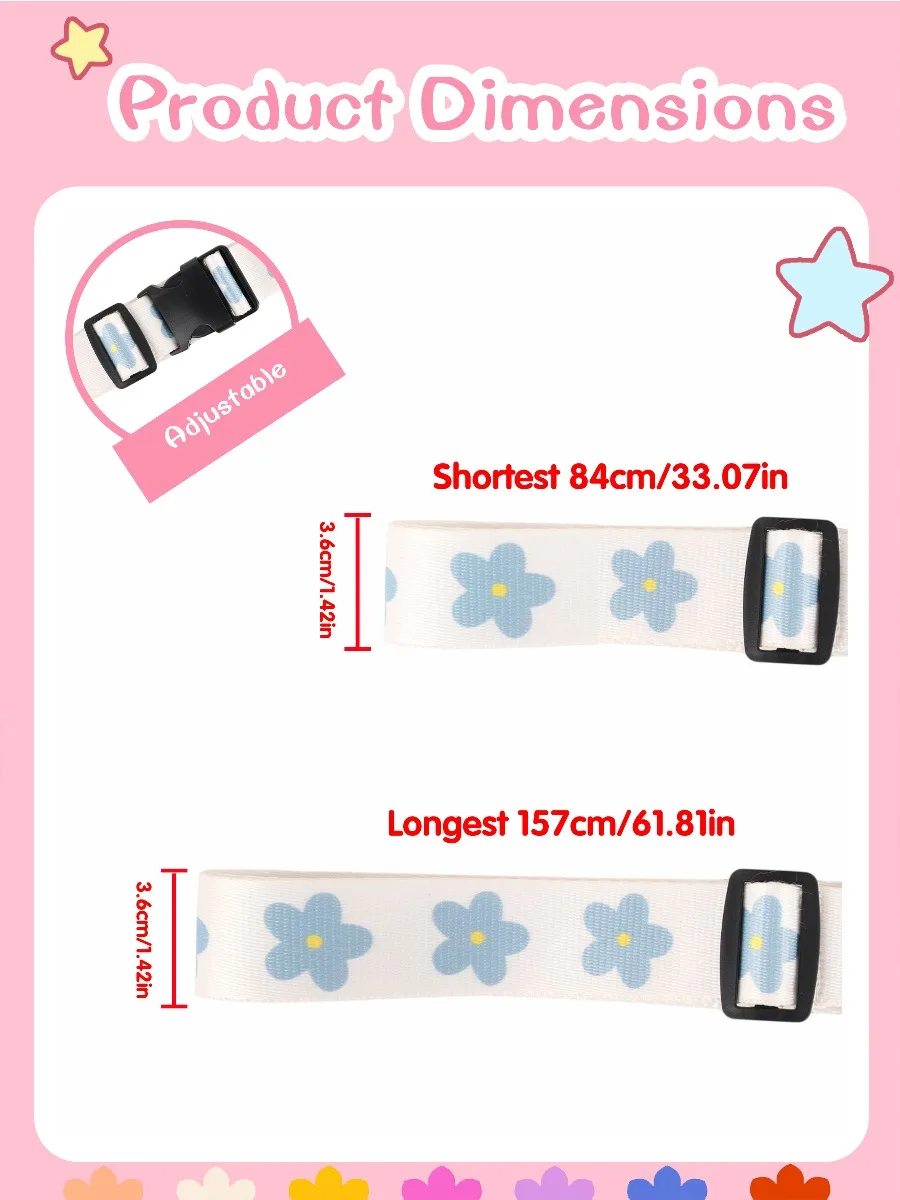 For Daily Business Trip Cute Casual Versatile Durable Luggage Strap Flower Heart Print Multi Function Adjustable view 3