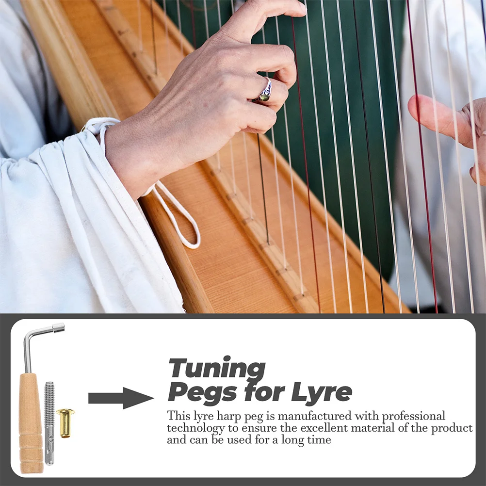 

1Set Lyre Harp String Pin Set Premium Lyre Replacement Tuning Pin Nail Harp Tuning Wrench Tool Instrument Part