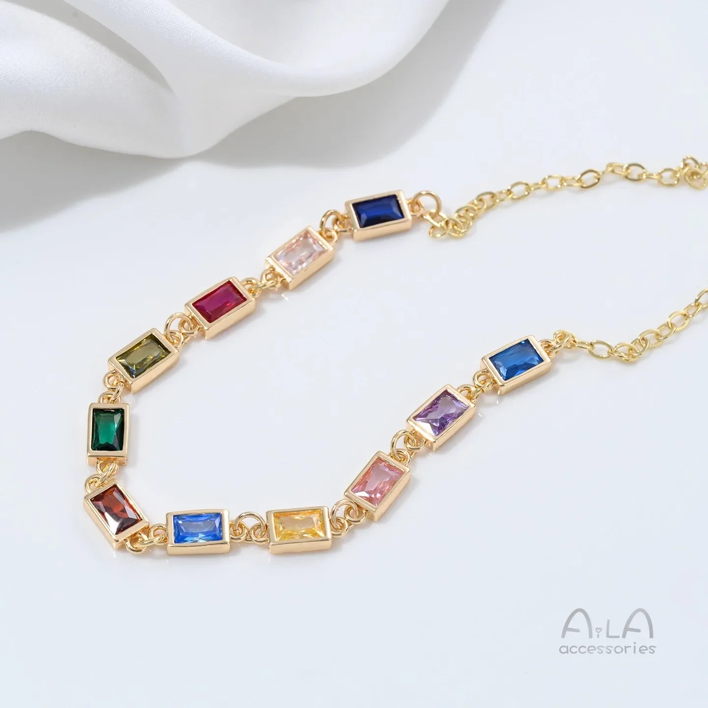Copper Bag 14K Gold Rectangular Inlaid Zircon Double Pendant Handmade Diy Jewelry Accessory Bracelet Necklace Pendant Material