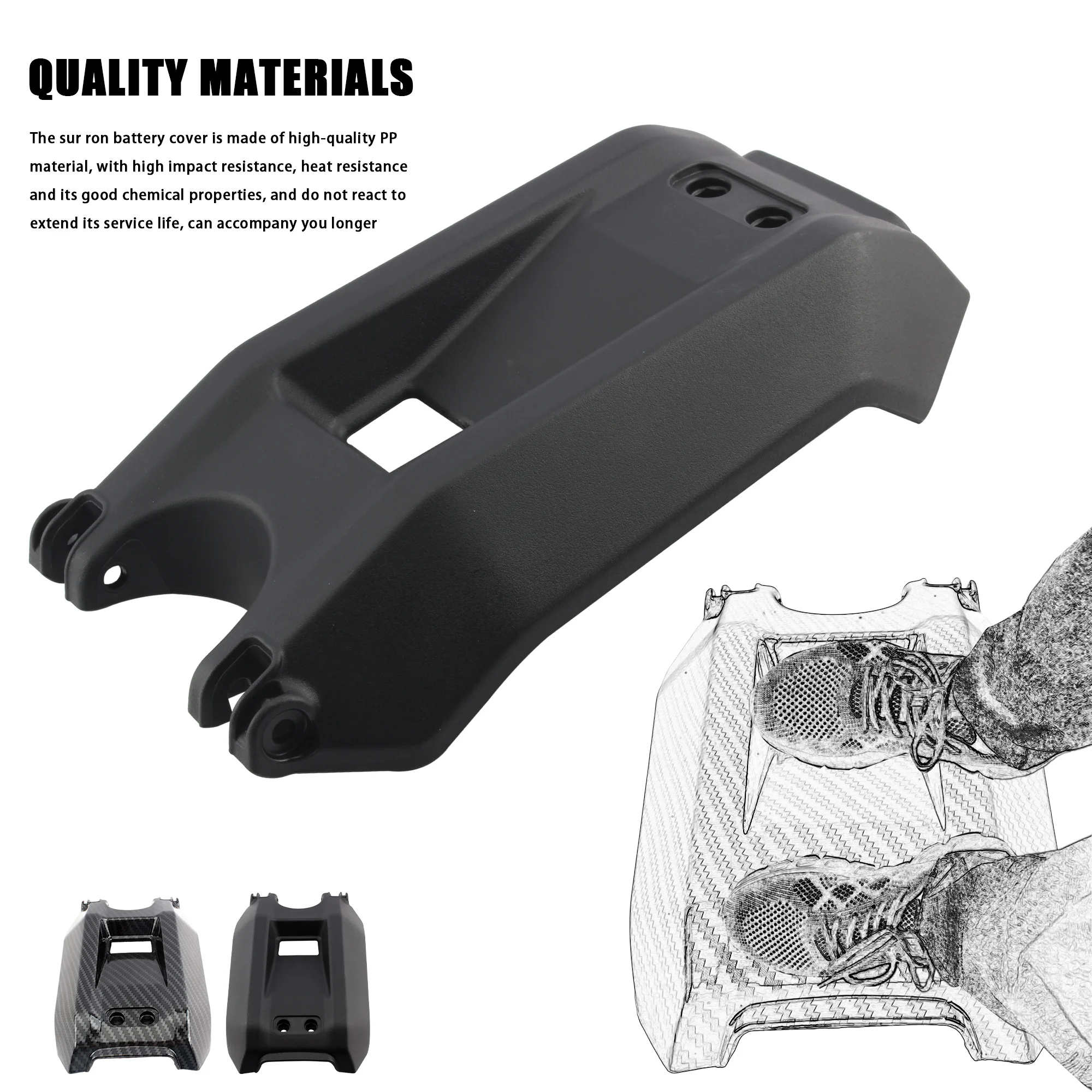 Motorrad-Batteriefach-Schutzabdeckung aus Kohlefaser für Surron Light Bee S X Segway X260 Motocross-Zubehör – Detail 4