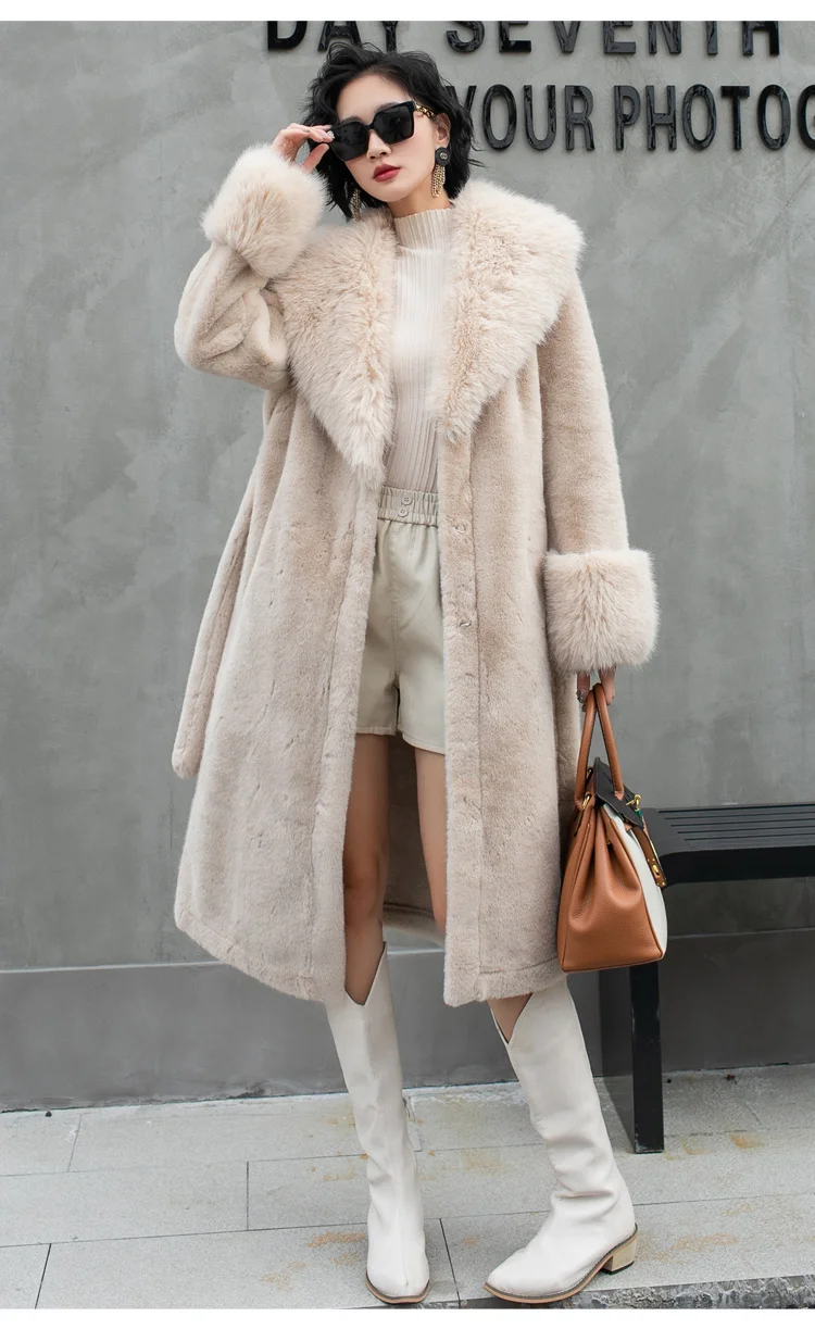 ZAROY Winter Women's Faux Fur Long Coat Luxury Fuzz Warm Thick Fur Jackets Turn Down Collar Belted Plush Outerwear Abrigos шу