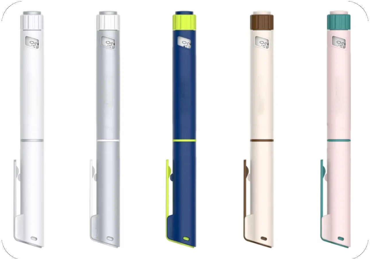 ปากกาฉีดยาแบบใช้ซ้ำได้ 0-60IU ทำจากโลหะและพลาสติก พร้อมกล่องเก็บ