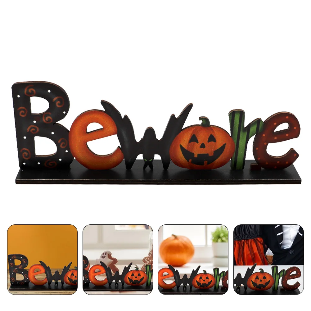 

1Pcs Wooden Letters Design Halloween Decoration Craftsmanship Creative Unique Desktop Ornament Gift Wooden Adornment