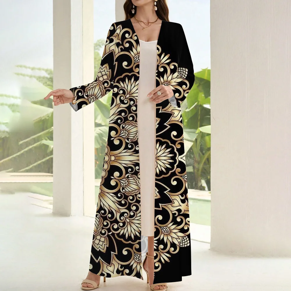 2024 Hot Muslim Femme Printing Abaya Islamic Clothing Ramadan Festival Trumpet Sleeve Abaya Turkey Dubai Luxury Women Abaya