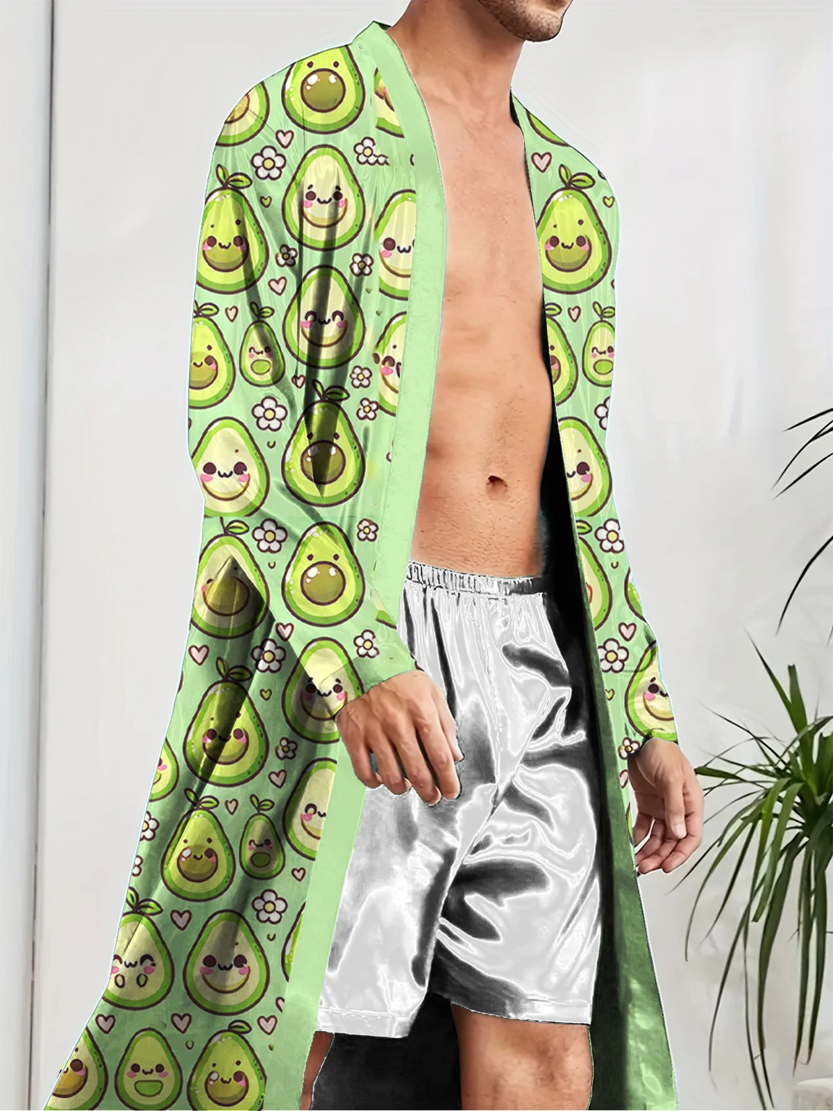 Men's long robe, fun sleeping robe, digital printing, a must-have for leisure and entertainment at home, quick drying