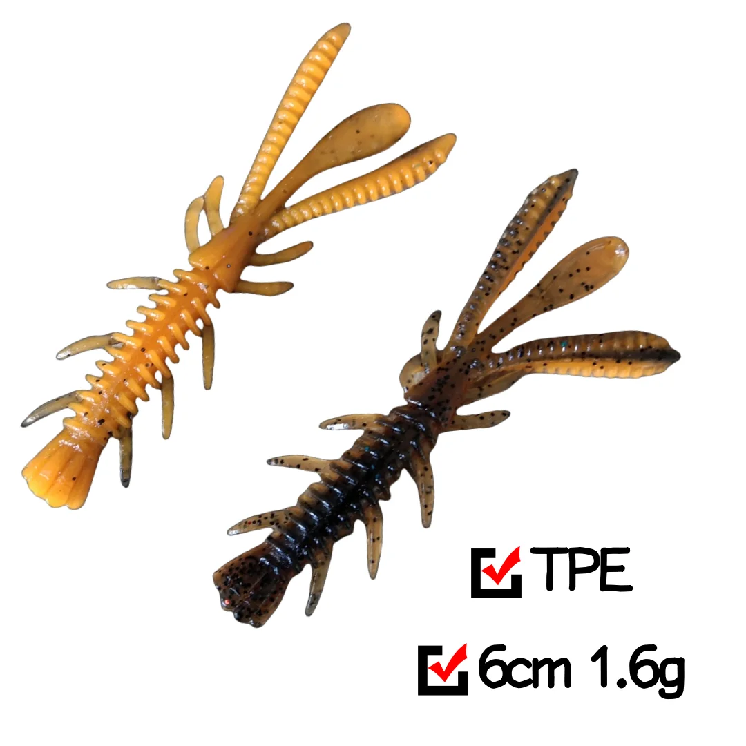 Swolfy 80 قطعة 6 سنتيمتر 1.6 جرام العائمة لينة الروبيان الصيد الطعم NED تلاعب Wobblers الروبيان السباحة إغراء تهزهز الملح سيليكون سويم #3