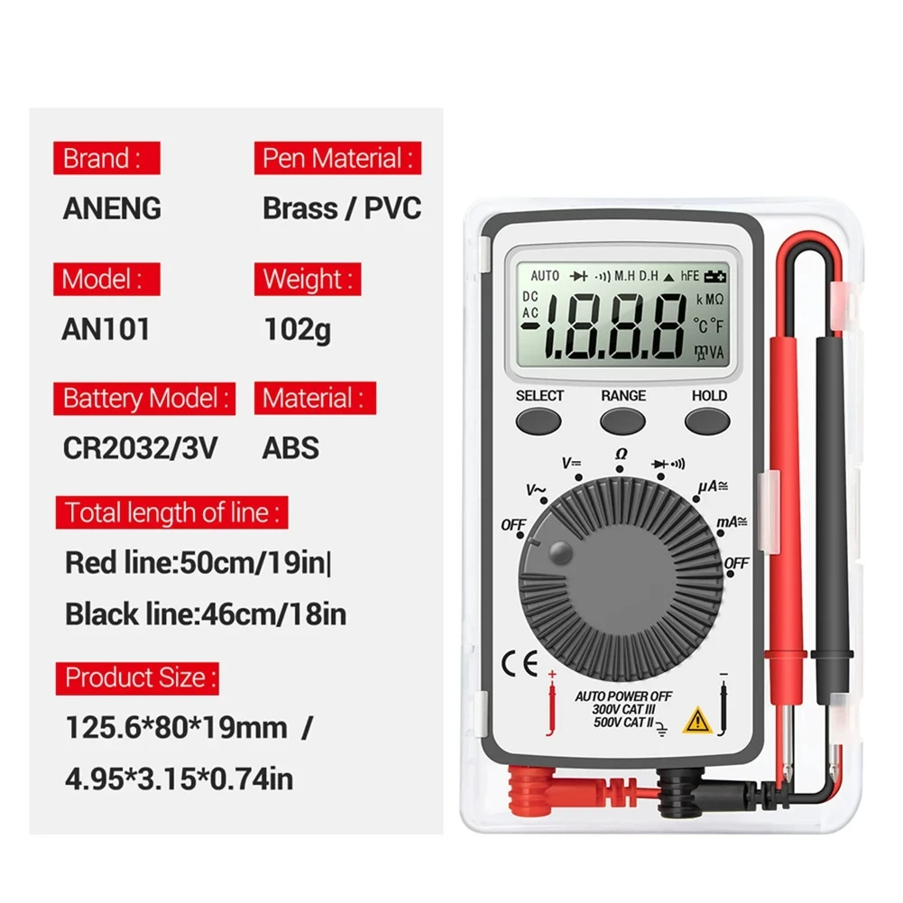 multimetro tester AN101 Mini Digital Multimeter Multimetro Tester DC/AC Voltage Current Lcr Meter Pocket Professional Testers