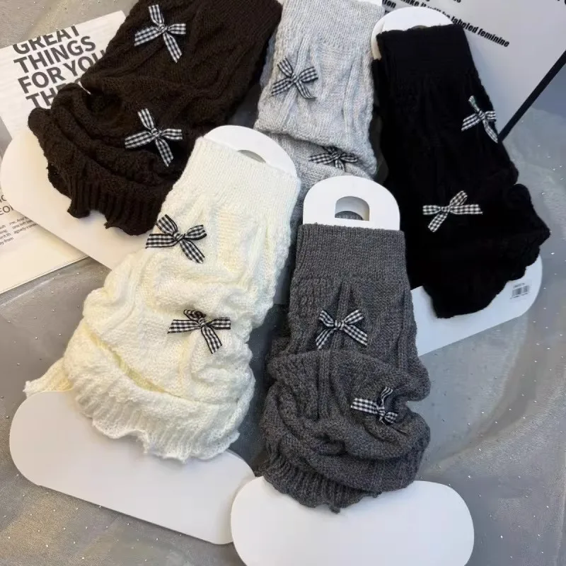 New Warm Butterfly Knot Socks Lolita Sweet Cold proof Leg Cover ins Trendy Western Style Pile Socks
