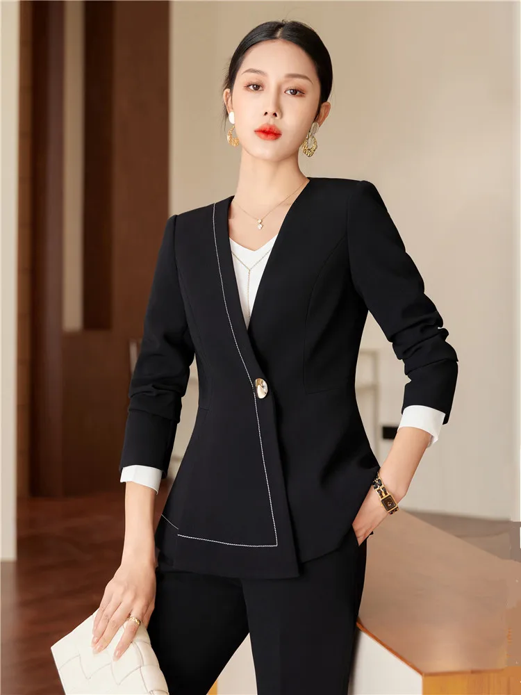 Women Pants Sets Blazer  And Trousers Two Pieces Business Suit Set Fashion White Red Black Women\'s Clothing Work Wear