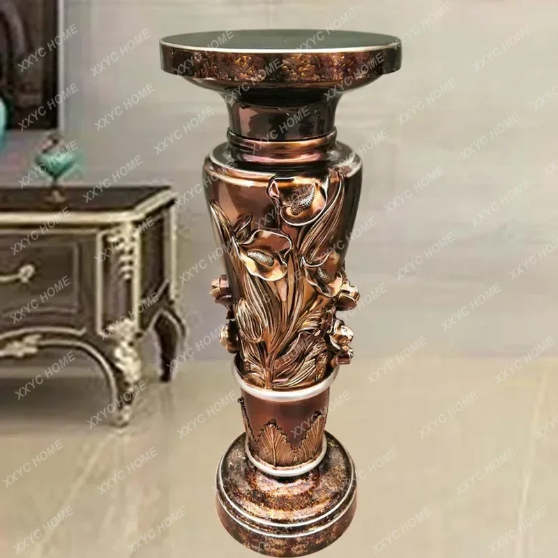 

Living room floor-to-ceiling flower stand ornament Roman column decoration bonsai shelf green dill flower table