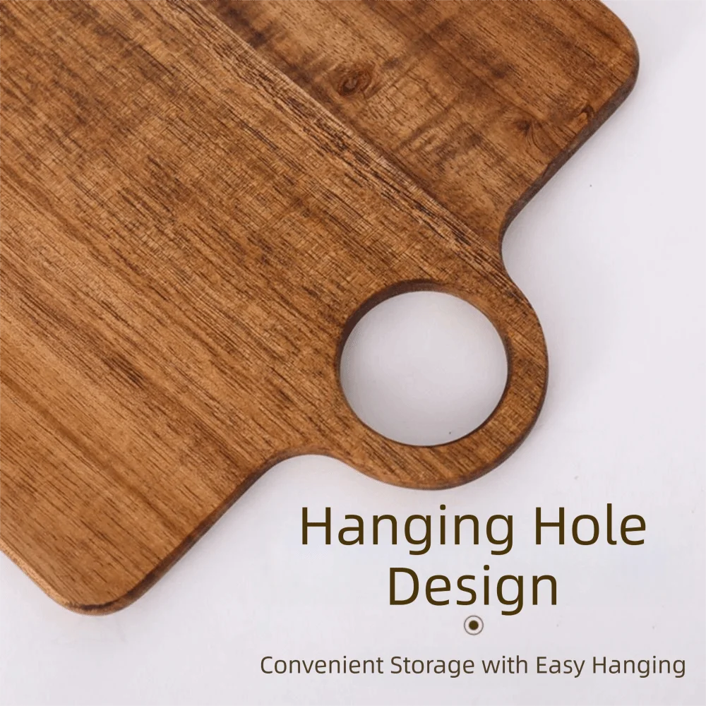 Multi-Styles Wood Chopping Board Sap Groove Multi-Purpose Charcuterie Serving Tray with Handle Hanging Hole Pizza Pan
