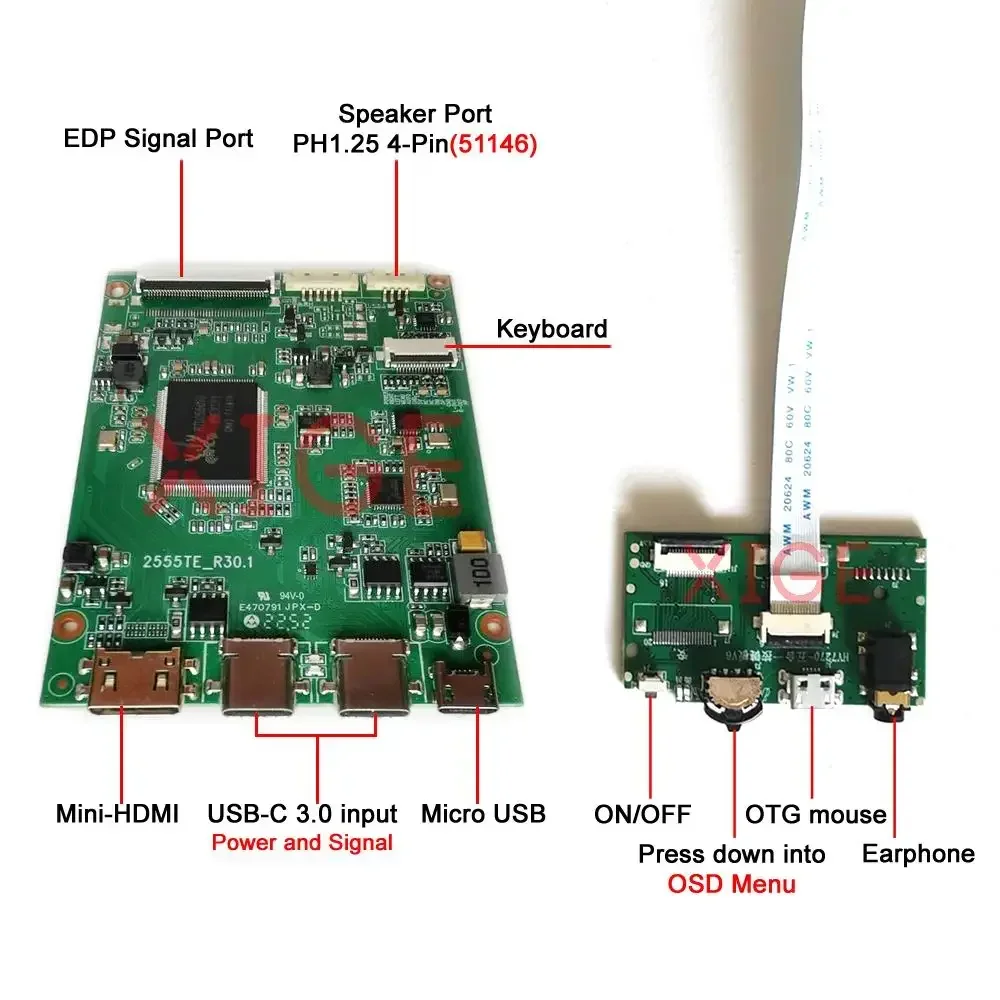 For B140HTN02 B139HAN03 G140HAN01 B140HTN01 Drive Board Kit DIY 1920*1080 Laptop Screen 1920x1080 30 Pin EDP USB-C 3.0 Mini-HDMI