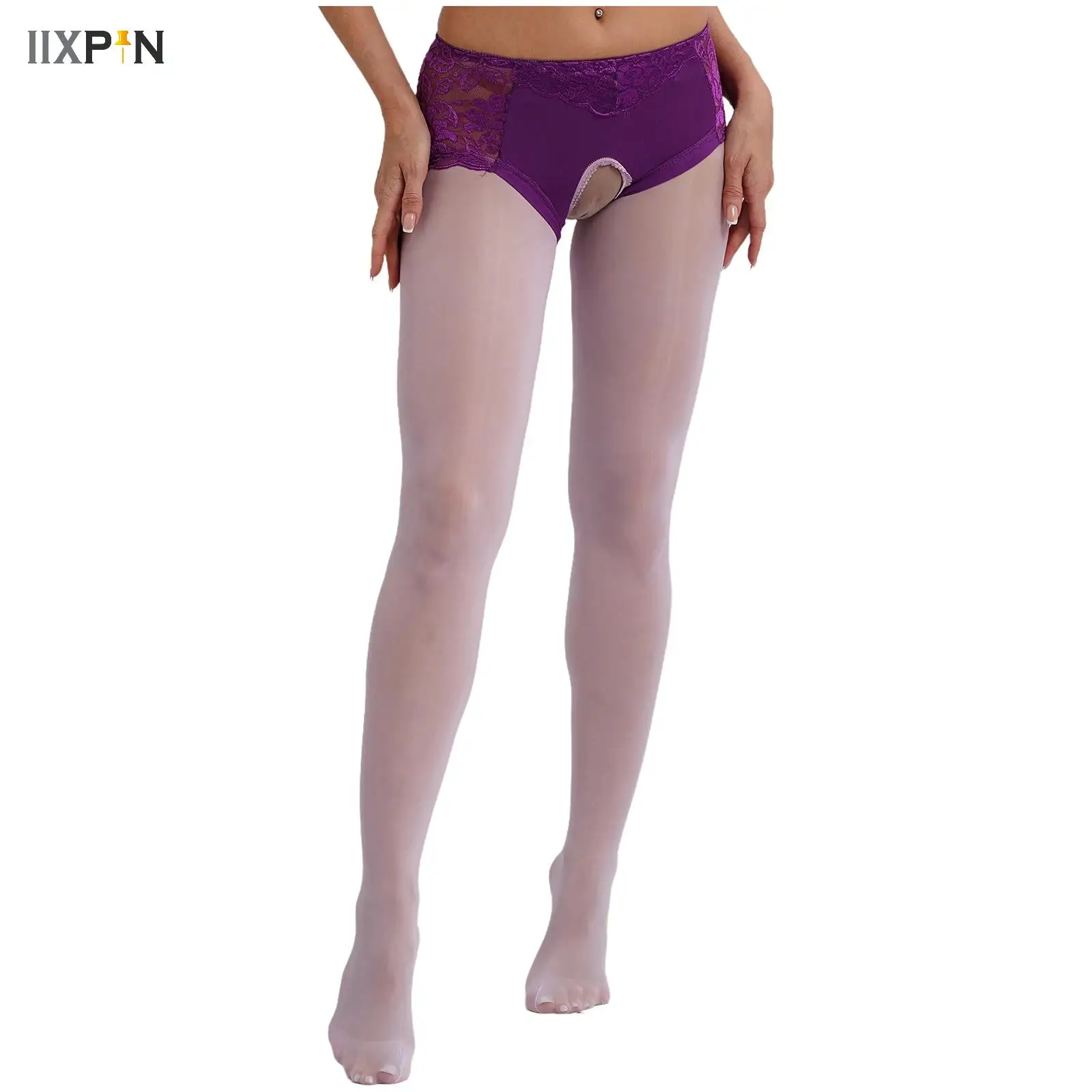 

Womens Open Crotch Pantyhose Tights Underwear Floral Lace Patchwork Slim Fit Stockings Leggings Lingerie Sheer Nightclub Wear