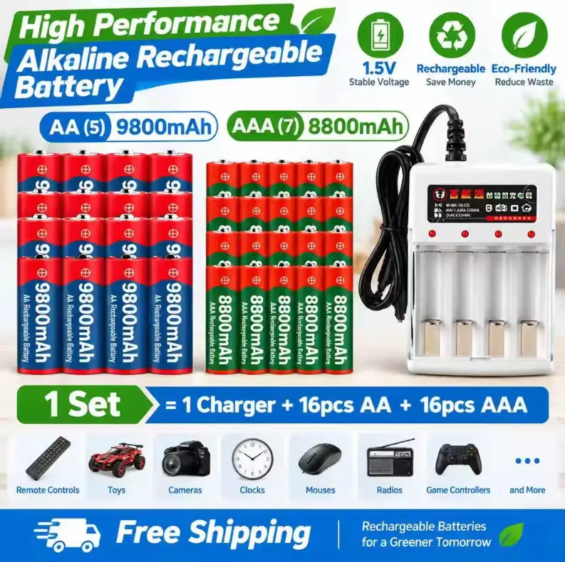 Nuova batteria ricaricabile 9800/8800mAh, batteria alcalina AA/AAA, batteria AAA da 1,5V, utilizzata per orologi, mouse, computer, giocattoli, ecc.