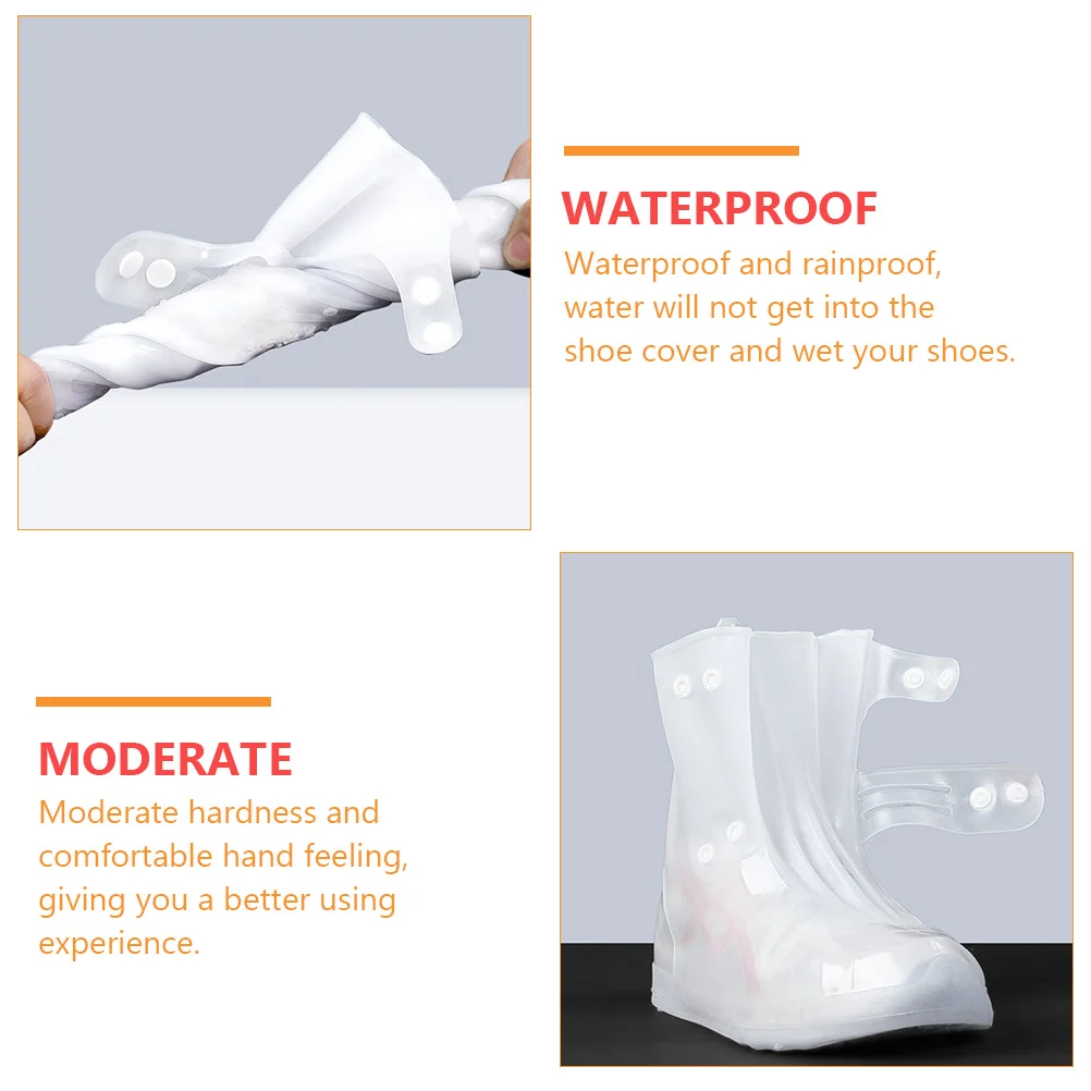 

Reusable Waterproof Rain Shoe Covers High Tube Overshoes 919 White XXXXL Size 44 45 Non Slip Cycling Boots Protector