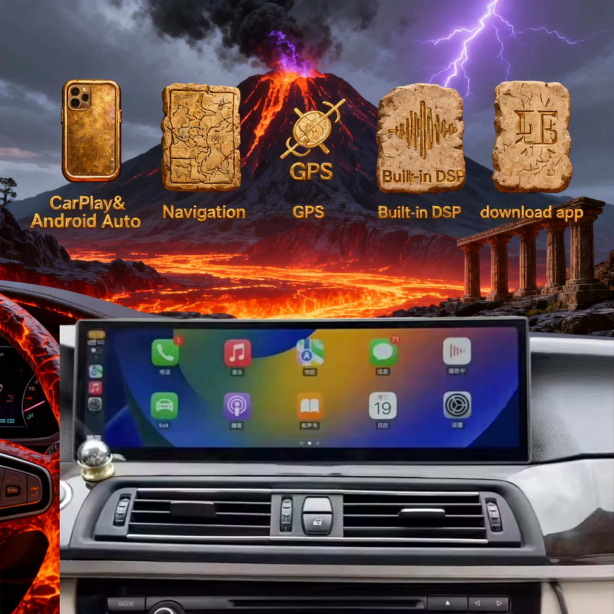 N Android 14 Screen Car Radio For BMW 7 Series F01 2009-2015 CIC NBT CarPlay Auto Multimedia Stereo Player GPS Head Unit Display
