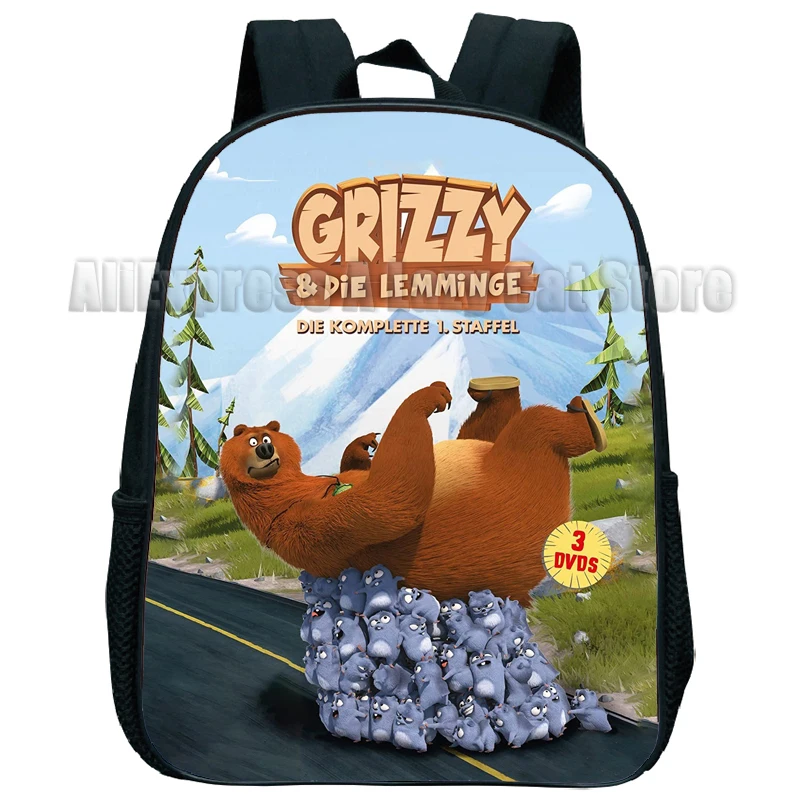 Grizzy and the Lemmings mochilas escolares para niños, mochila 3D para niños, mochilas escolares para niños y niñas, Mini mochila para libros