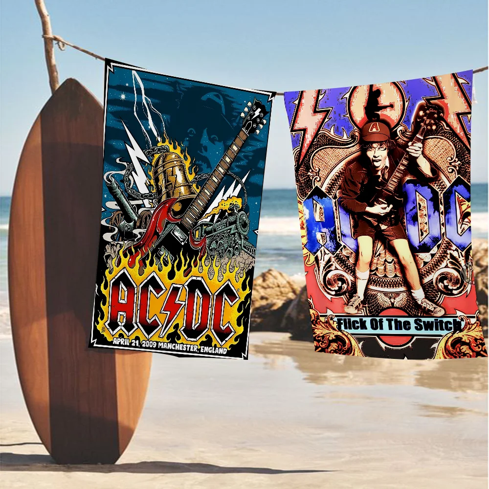 

A-AC D-DC Band Beach Towel Colorful Bath Towels For Girl Microfiber Quick Dry Custom Sand Free Beach Yoga Spa Gym Pool
