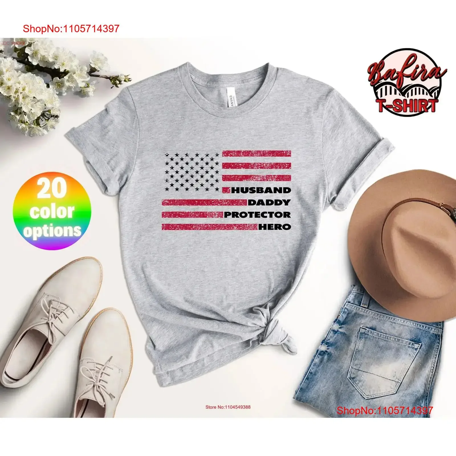Husband Daddy Protector Hero T Shirt Distressed American Flag Patriotic Men GifT For Dad Fathers Day vintage Washed