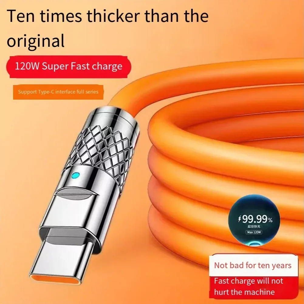 Efficient and Flexible Silicone Type C to USB Cable for Fast Charging For Xiaomi and For Huawei Devices 1M Length