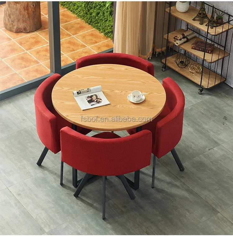 Restaurant Furniture Square Dining Table and Chairs Set  Cafe Square Table Chair Combination Can Save Space