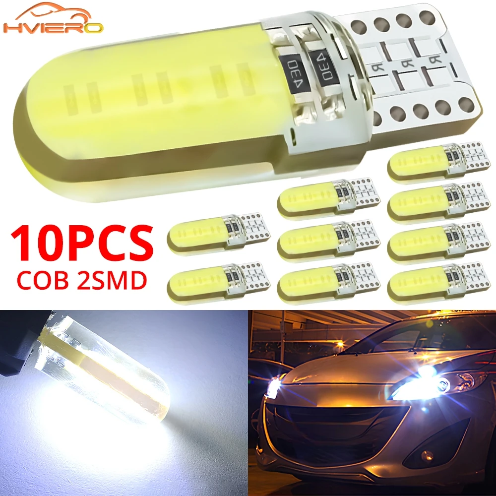 

10X T10 Lamp Silicone Light 12SMD LED Turn Signal COB W5W 12V Wedge Width Indicator Car Tail Box Reading Sign Auto Trunk Parking