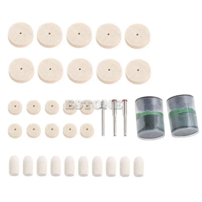 

R9UF 35Pcs Soft Felt Polishing Buffing Burr Wheel For Rotary Tools 1/8"