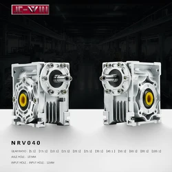 NRV040 Gearbox Reducer 11mm Input Shaft and 18mm Output Shaft Worm Gear Reducer For 0.25KW Motor or Pulley and Manual Reduction