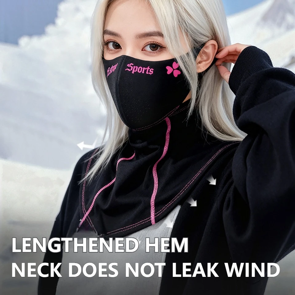 GTUBIKE Winter Ski Face Mask Fleece Lining Thickened Warmth Outdoor Cycling Neck Warmer Windproof Cold-Resistant Ear Loop Design
