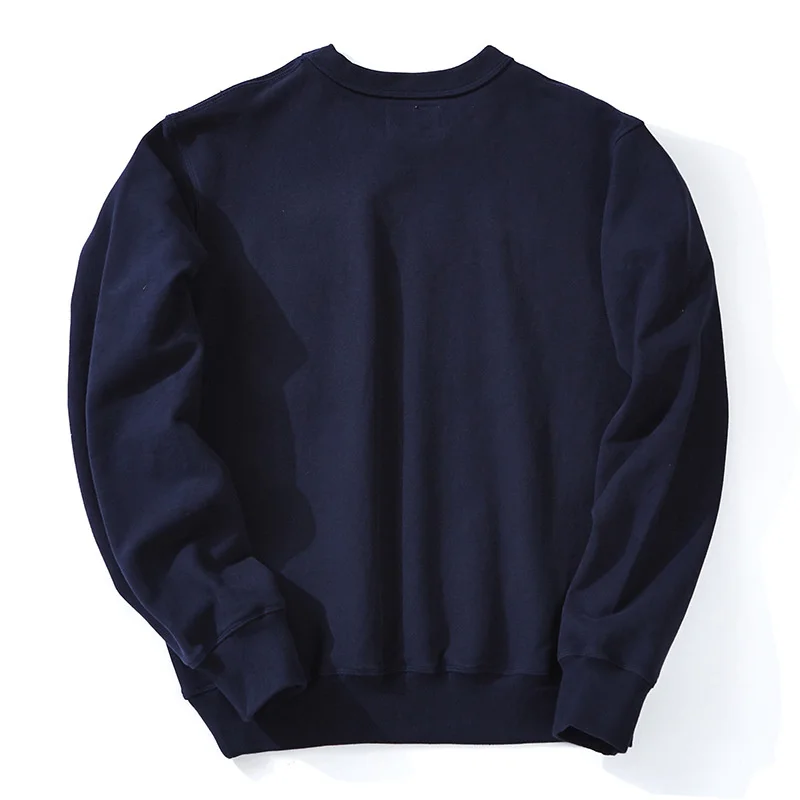 

Spring Autumn Hoodies Men 100% Cotton Solid Color Round Neck Sweatshirt High Quality Thick Pullover Military Casual Tops