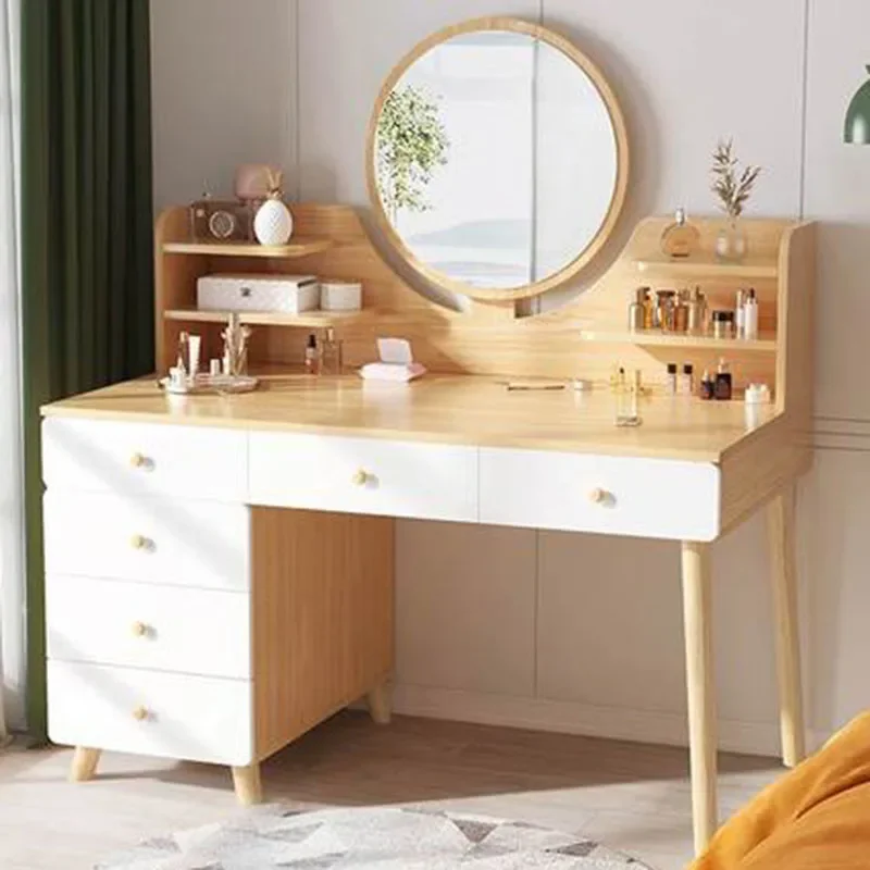 Mirror Cabinet Led Dressing Table Brown Bedroom Multifunctional Luxury Dressing Table Bedroom Charm Tocador Furniture Makeup