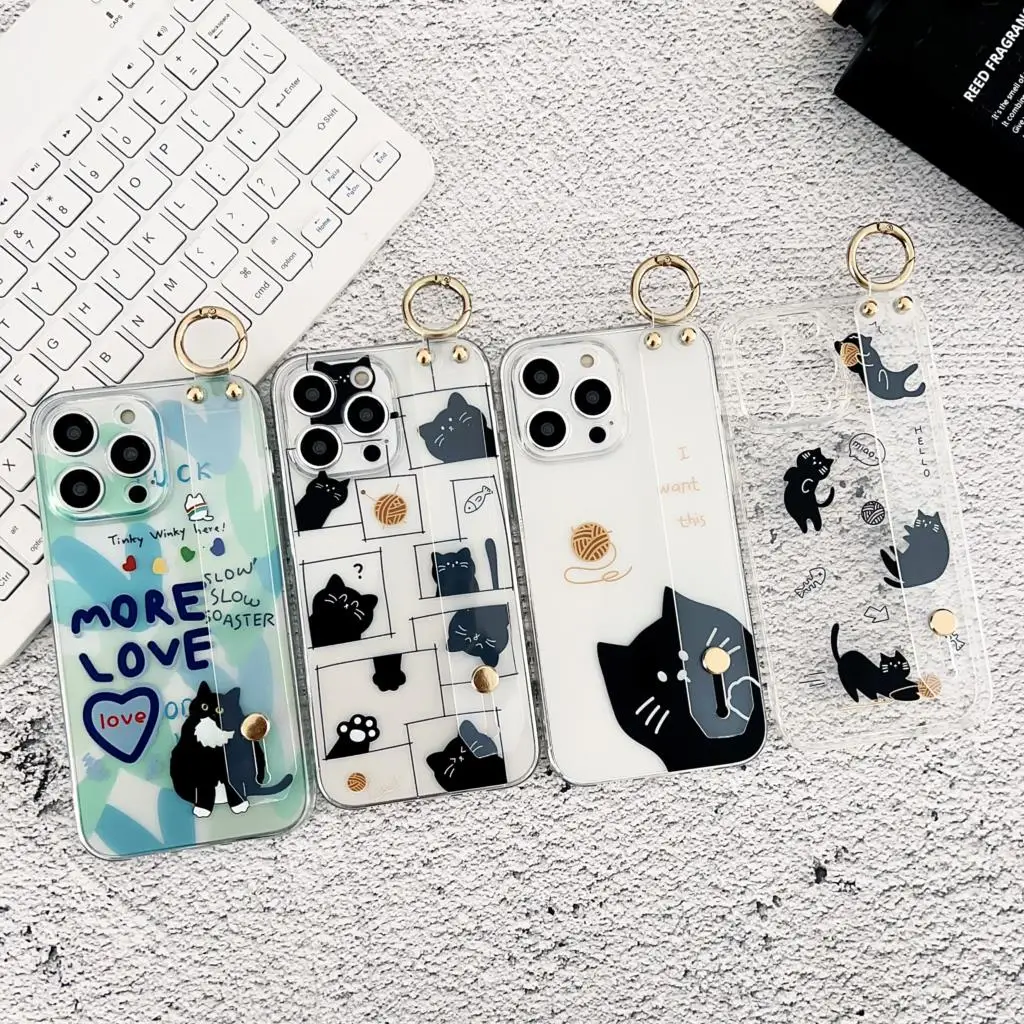 Cat For Huawei Honor 20 X20 X20SE 30 30i V20 30 X40 8x 9x X8 9x X9A 10 X10 V40 Play3 4 Pro Case Wrist Strap Holder