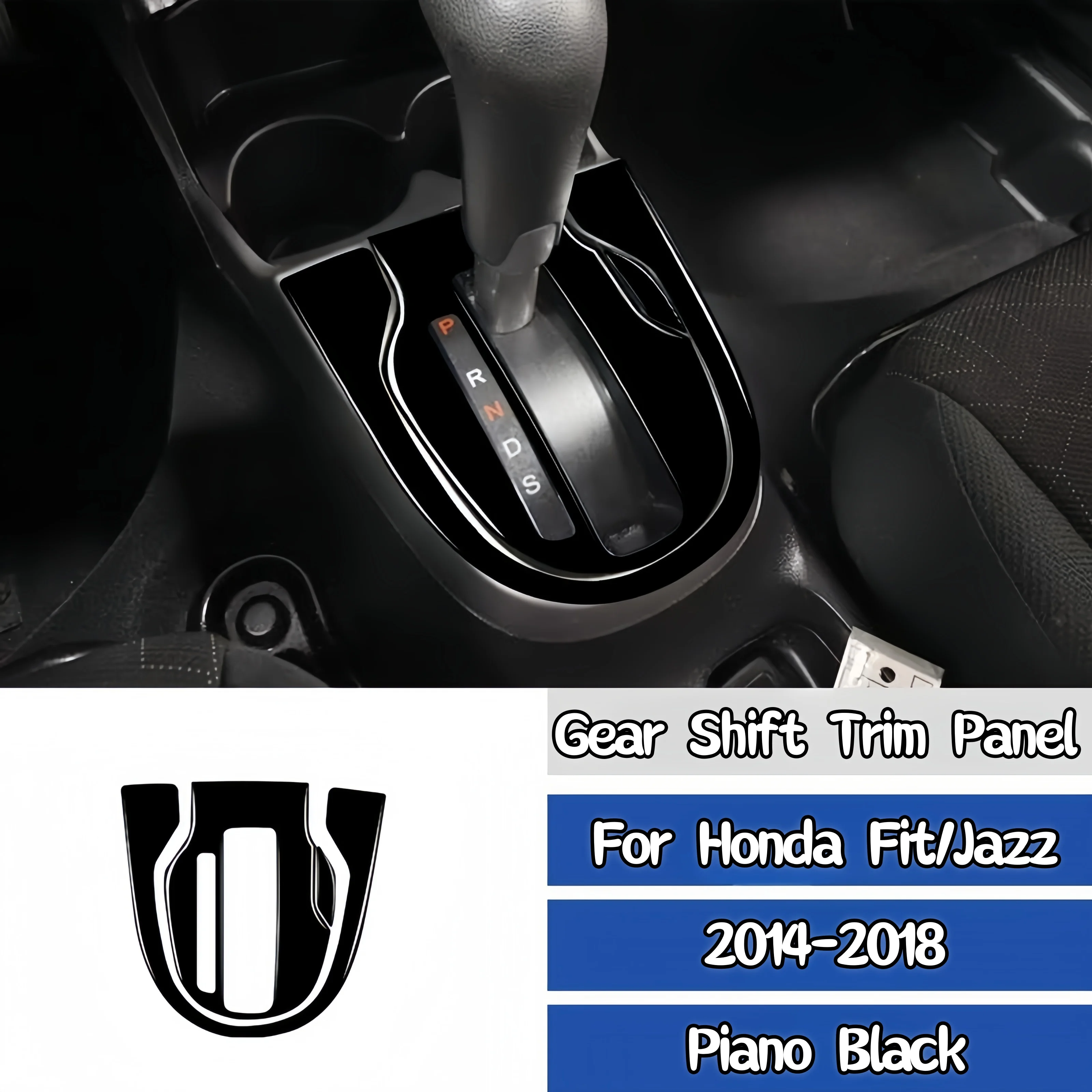 For Honda Fit/Jazz 2014-2018 Piano Black Interior Car Central Control Gear Shift Panel Decorative Cover Trim Sticker Accessories